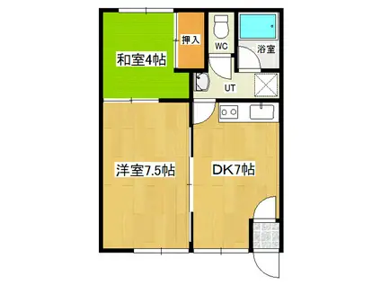 コーポ田端(2DK/2階)の間取り写真