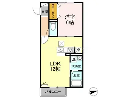 LAID-BACK(1LDK/1階)の間取り写真