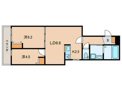リュエル戸越(2LDK/3階)の間取り写真