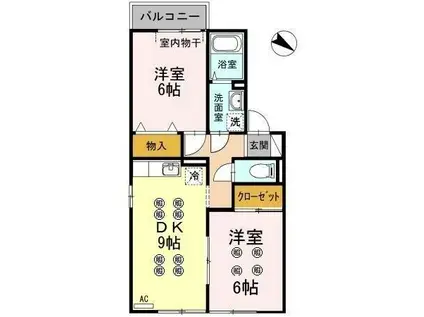 センチュリーシバタ(2DK/2階)の間取り写真