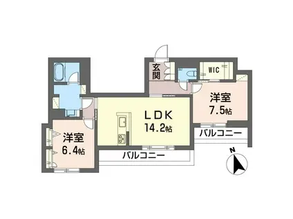 ピン シャン(2LDK/4階)の間取り写真