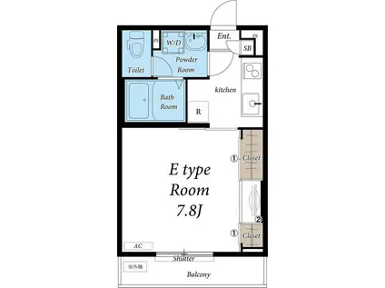 リブリ・MDI 足立I(1K/1階)の間取り写真