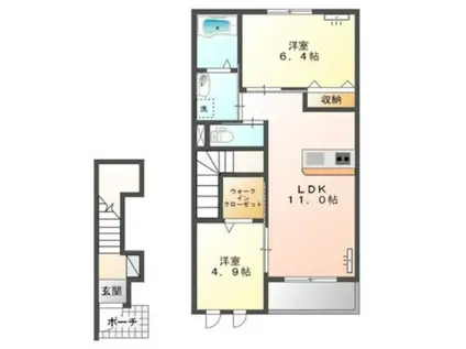 サンライズ(2LDK/2階)の間取り写真