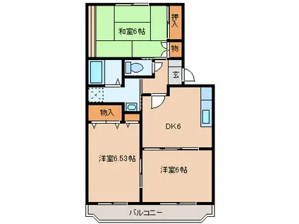 ソレイユパルクⅠ(3DK/2階)の間取り写真