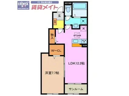 ル・ポール南新町 A(1LDK/1階)の間取り写真