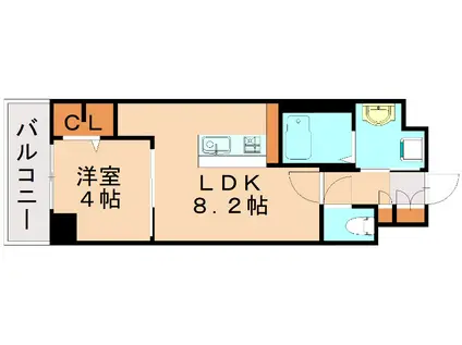 グランドアセント(1LDK/9階)の間取り写真