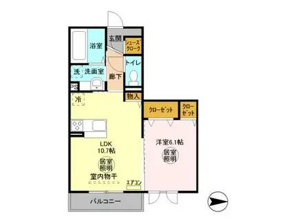 プラムマハール(1LDK/3階)の間取り写真