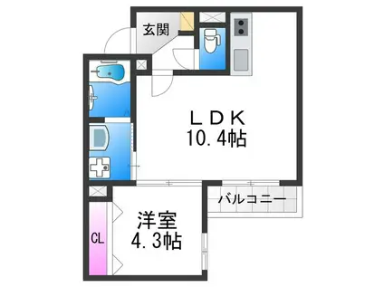 SFIDA天王寺南(1LDK/1階)の間取り写真