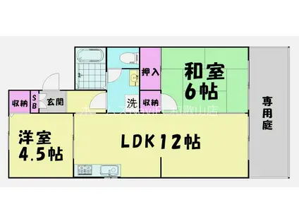 メゾン秋月(2LDK/1階)の間取り写真