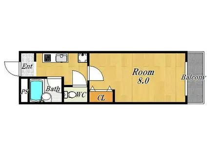 プリンスヴィル(1K/3階)の間取り写真