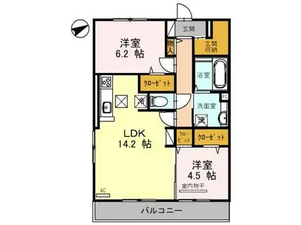 シャルム ソフィア(2LDK/1階)の間取り写真
