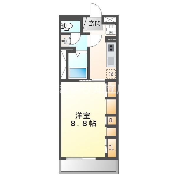 RAIZ若松(1K/3階)の間取り写真