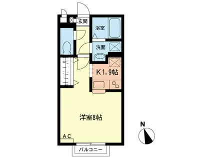 RUPIAHII(1K/1階)の間取り写真