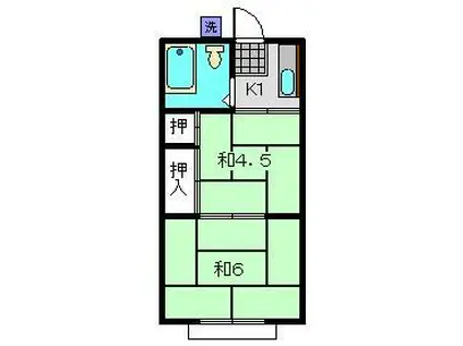 第1小林荘(2K/1階)の間取り写真