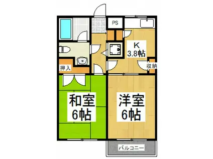 メゾンドクローネ(2K/2階)の間取り写真