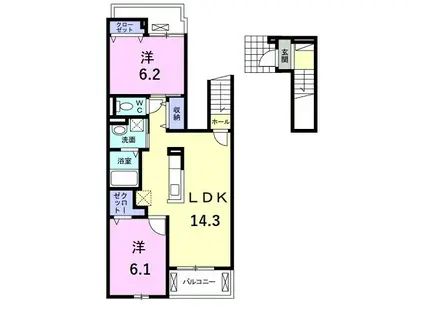 グランディール細山(2LDK/2階)の間取り写真