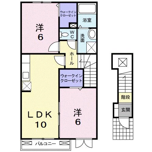 ベル・オーブ・メゾンC(2LDK/2階)の間取り写真