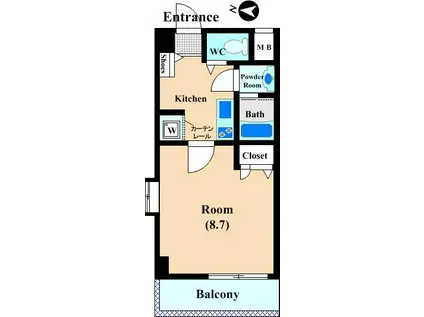 サンライズII(1K/4階)の間取り写真