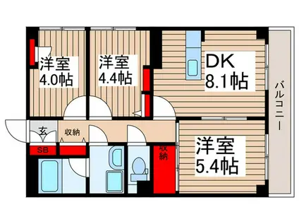 サニーエステート(3DK/4階)の間取り写真