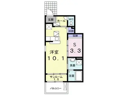 ジュエリースターA(ワンルーム/1階)の間取り写真