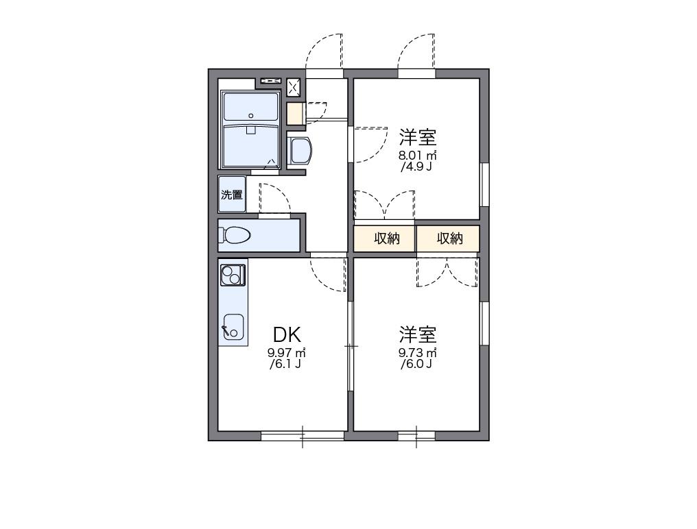 レオパレスKOBATA(2DK/1階)の間取り写真