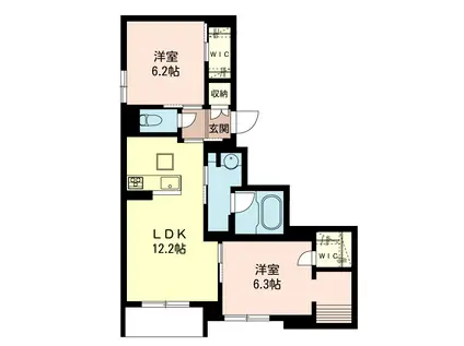 東京メトロ千代田線 千駄木駅 徒歩5分 4階建 築4年(2LDK/1階)の間取り写真