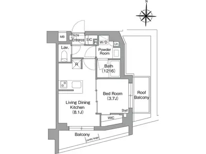 コンフォリア・リヴ永福町(1LDK/4階)の間取り写真