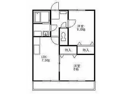 ムゲンハイツ若草A(2DK/1階)の間取り写真