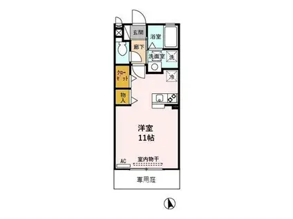 ソレイユK(ワンルーム/1階)の間取り写真