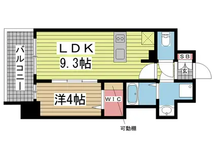 エスライズ神戸三宮山手通2番館(1LDK/7階)の間取り写真