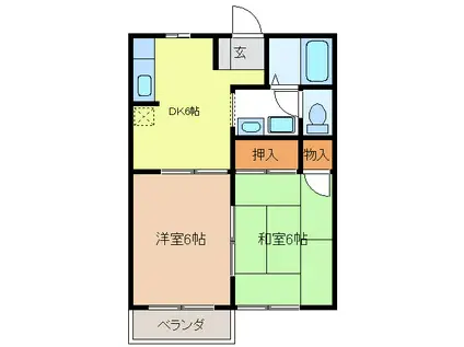 フレグランス明花(2DK/2階)の間取り写真