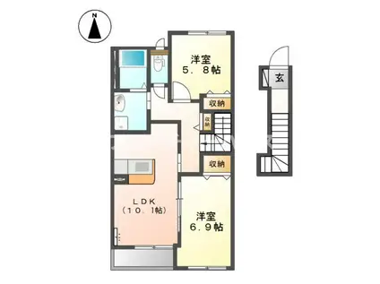 ソレイユ A(2LDK/2階)の間取り写真