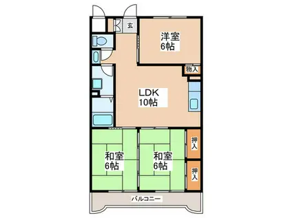 グリーンヒル観世I(3LDK/3階)の間取り写真