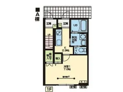 オークC オークD(1K/1階)の間取り写真