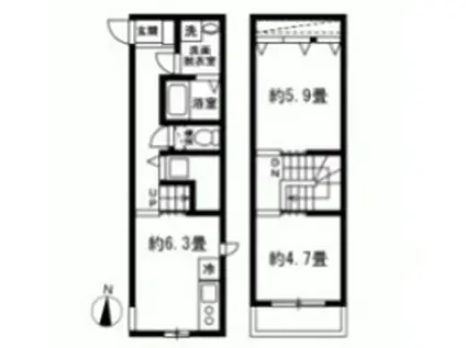 ドルチェ池尻(2DK/1階)の間取り写真