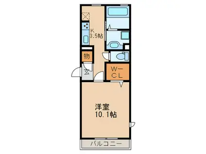 セルレア(1K/3階)の間取り写真