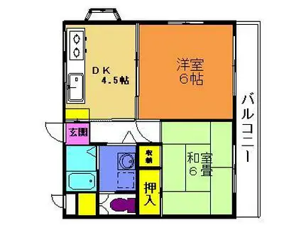 マルウハイツ(2DK/3階)の間取り写真