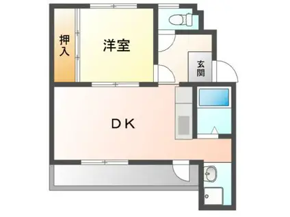 ドミールサニー緑町(1DK/3階)の間取り写真