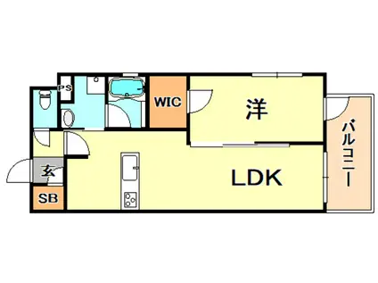 ラシュレ神戸三宮(1LDK/9階)の間取り写真