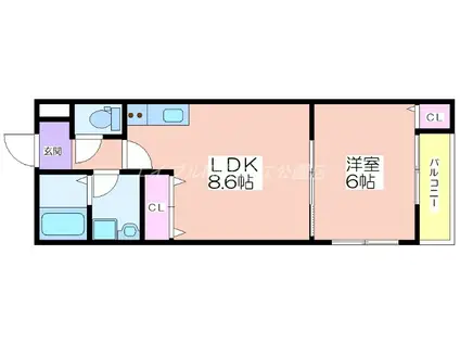 EIJU粉浜駅前(1LDK/3階)の間取り写真