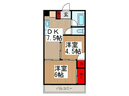 EXCEED川口(2DK/5階)の間取り写真