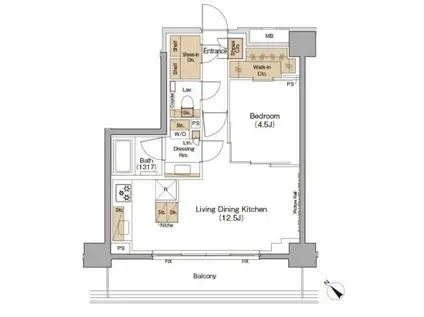 ザパークハビオ月島フロント(1LDK/2階)の間取り写真