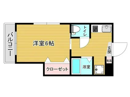 スリム箱崎(1K/1階)の間取り写真