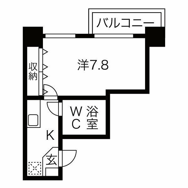 CLASS HILLS難波南(1K/2階)の間取り写真