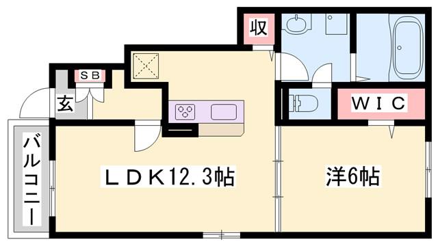 アンソレイユ(1LDK/1階)の間取り写真