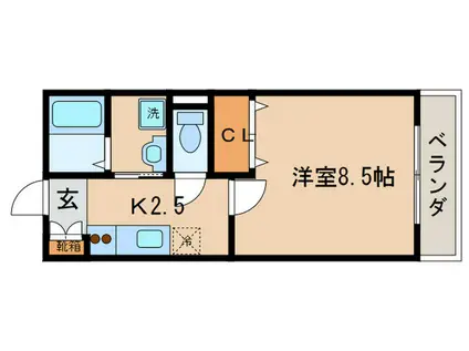 ウインオカダヤ(1K/2階)の間取り写真