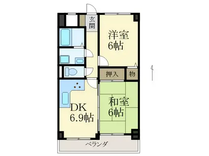 グリーンヒル北大池(2DK/5階)の間取り写真