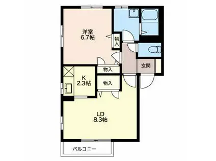 フォンティーヌ・サワIII(1LDK/1階)の間取り写真