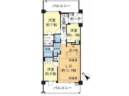 ヴェレーナグラン浜田山(3LDK/4階)の間取り写真