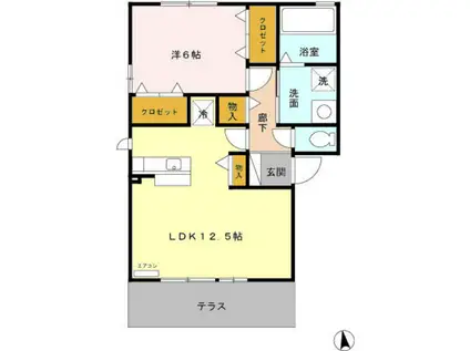 セジュール ハッピータウン(1LDK/2階)の間取り写真